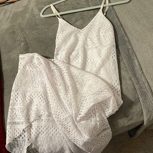 Spaghetti strap, lace material maxi dress with attached slip